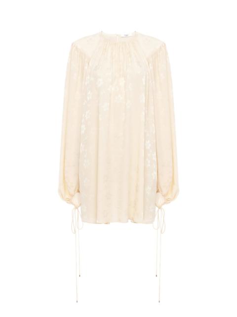 GATHERED MINI DRESS IN SILK JACQUARD