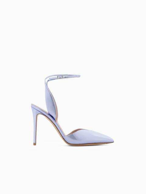 Lamé leather court shoes