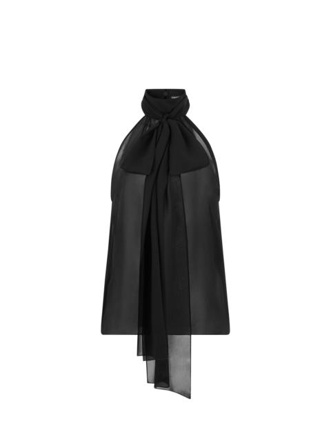 SLEEVELESS LAVALLIERE BLOUSE