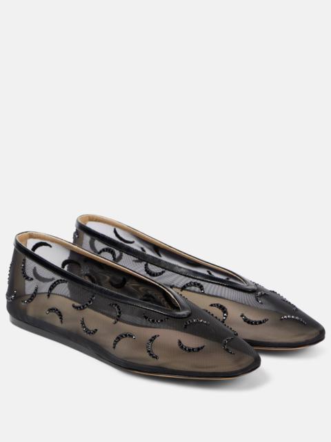 Luna embroidered mesh ballet flats