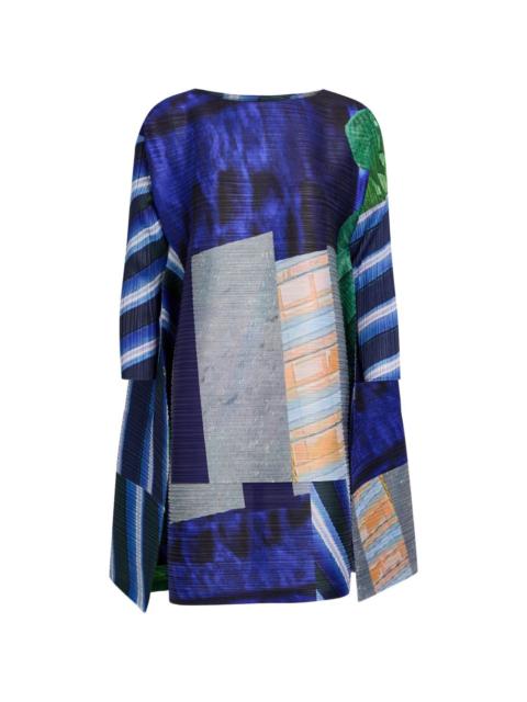 printed pleated mini dress