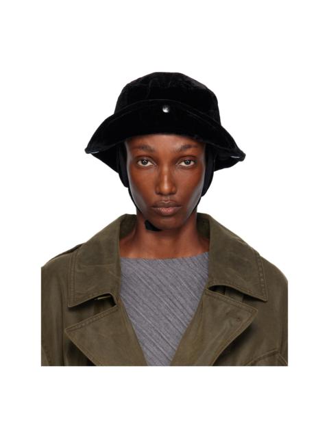 Black Detachable Ear Flap Bucket Hat