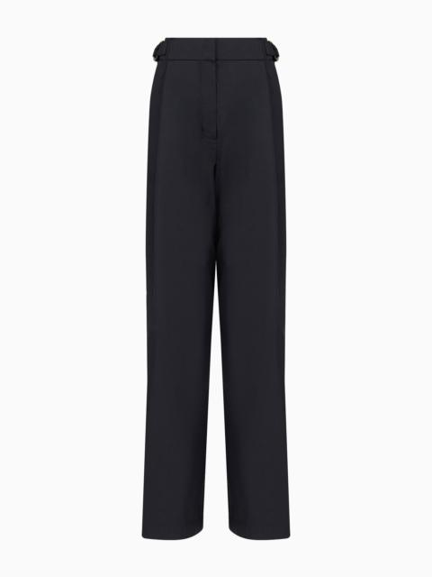 High-rise cotton-blend palazzo trousers