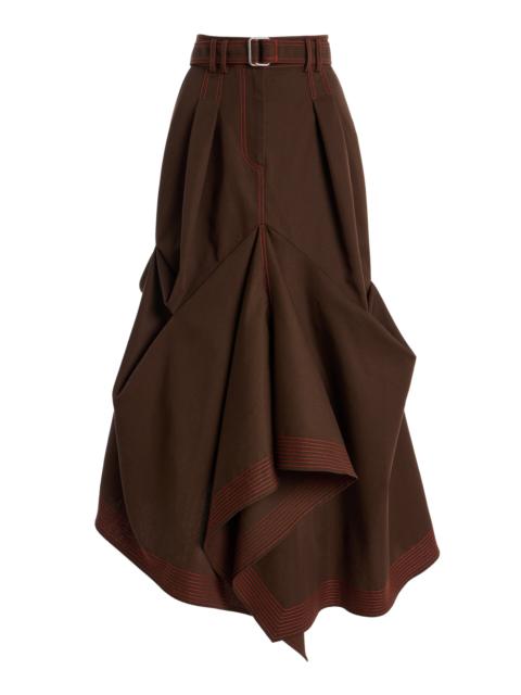 Gathered Crepe Maxi Skirt brown