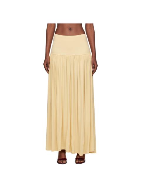 Yellow Gathered Maxi Skirt