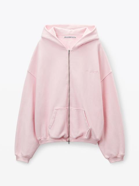 Pink Cotton Logo Zip-Up Hoodie