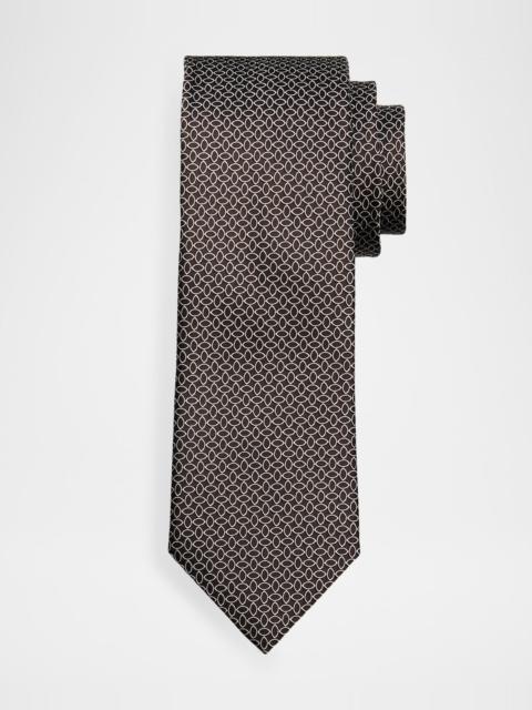 Men & apos;s Geometric Oval Silk Jacquard Tie
