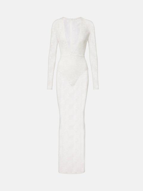 Bridal sheer lace gown