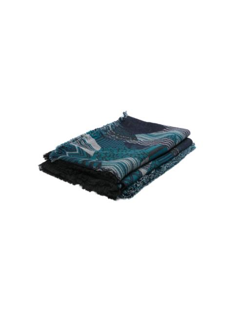 fringed-trim patterned scarf