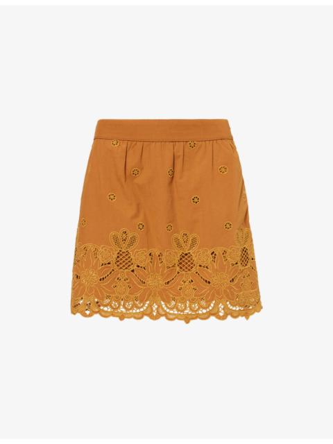 Richilieu Broderie Cotton Mini Skirt