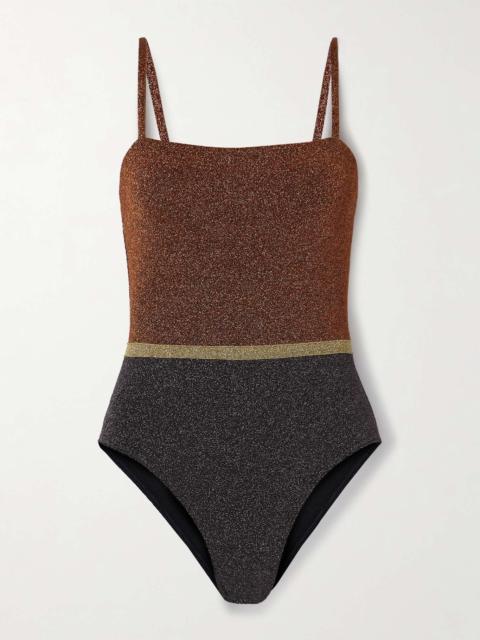 Irisée Calanque color-block stretch-Lurex swimsuit