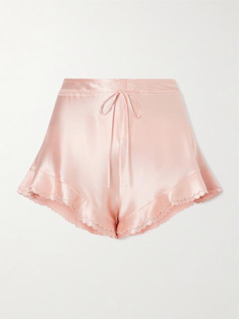 Scalloped Silk-satin Shorts
