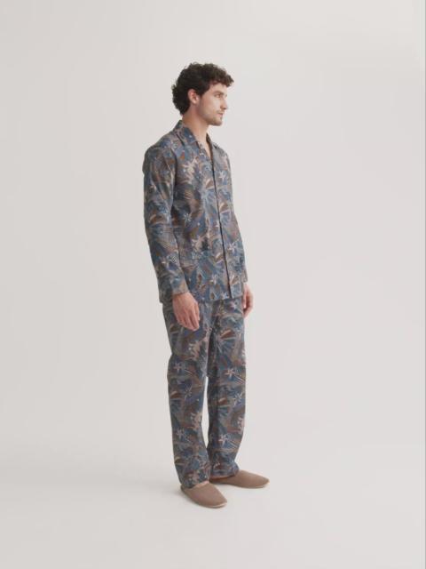 Men's Classic Fit Pajamas Cotton Batiste Blue Multicolor Celebration Print