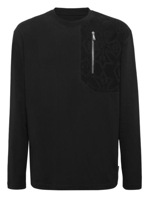 zip-pocket long-sleeve T-shirt