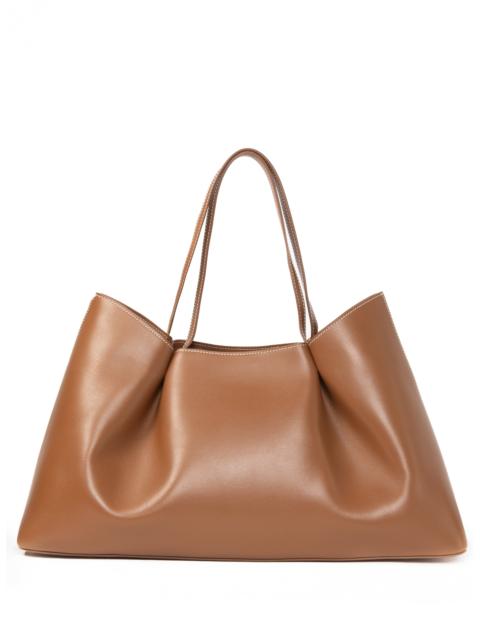 Dimple Tote Leather Cognac/White Stitches