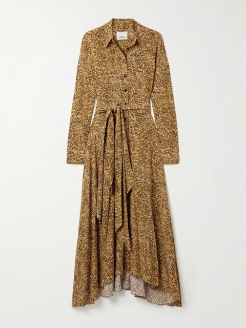 Samantha Asymmetric Printed Stretch-silk Crepe De Chine Shirt Dress