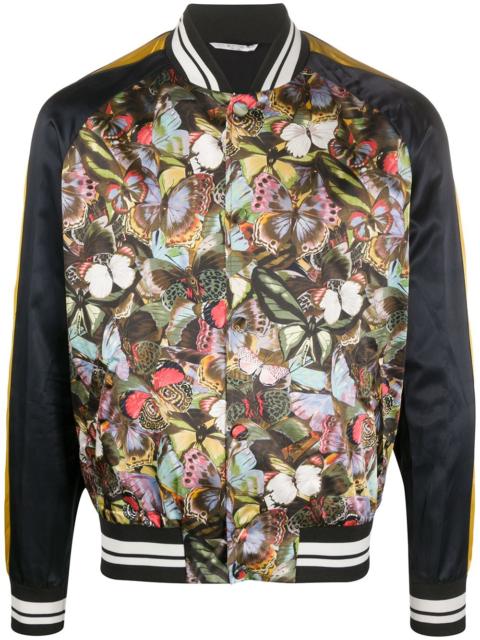 butterfly-print bomber jacket