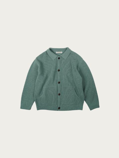Ultra Heavyweight Collar Cardigan - Jade Green