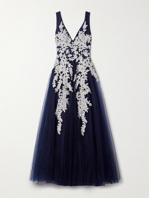 Bead-embellished Embroidered Tulle Gown
