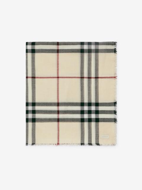 Wide Check Wool Scarf