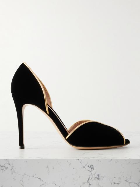 95 Metallic Leather-trimmed Velvet Pumps