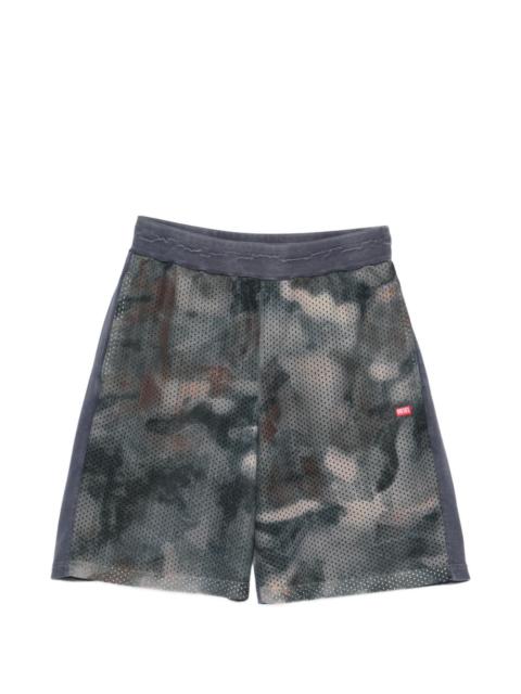 camouflage mesh track shorts