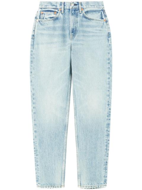 logo-patch tapered jeans