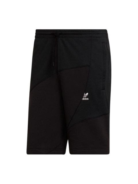 Men's adidas originals Logo Printing Splicing Casual Shorts Black HG1442