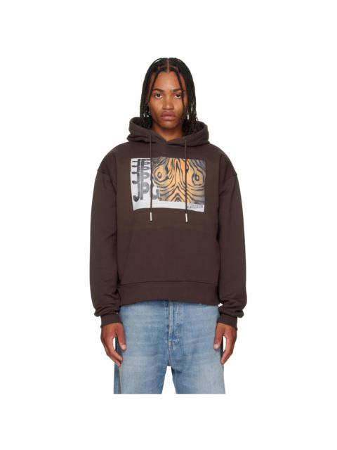 Brown Printed Wood Hoodie