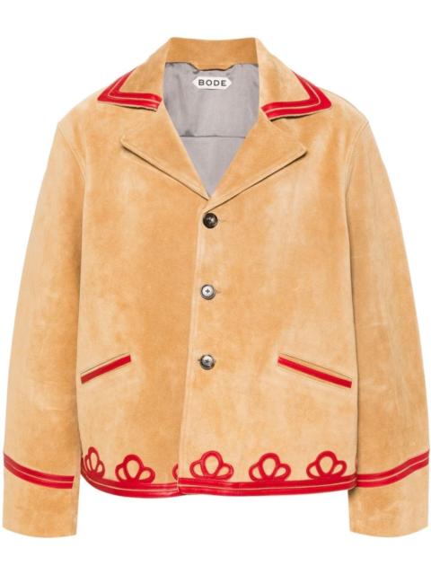 Trefoil contrasting-trim suede blazer