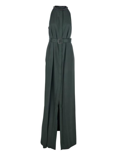 belted halterneck maxi dress