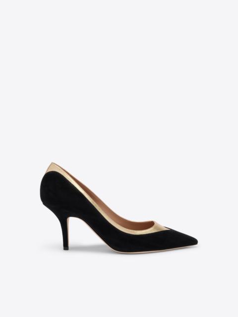 Emmanuelle 70 Black & Gold Suede Heeled Pumps