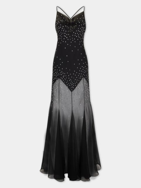 LONG BLACK DRESS WITH EMBELLISHMENTS