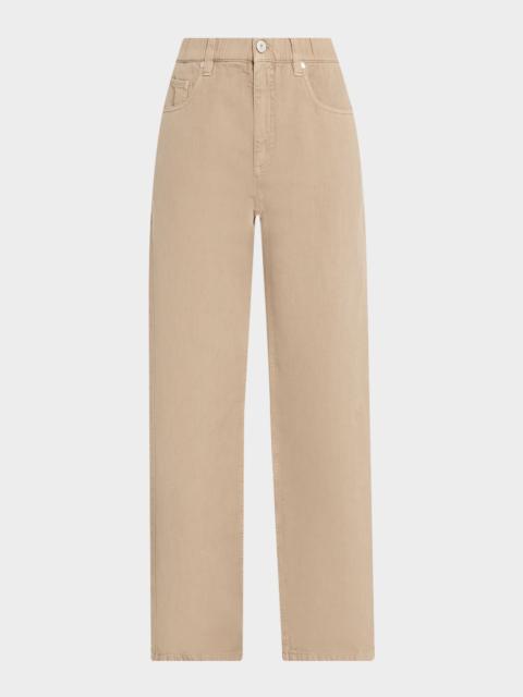 Dyed Cotton-Linen Wide-Leg Pants
