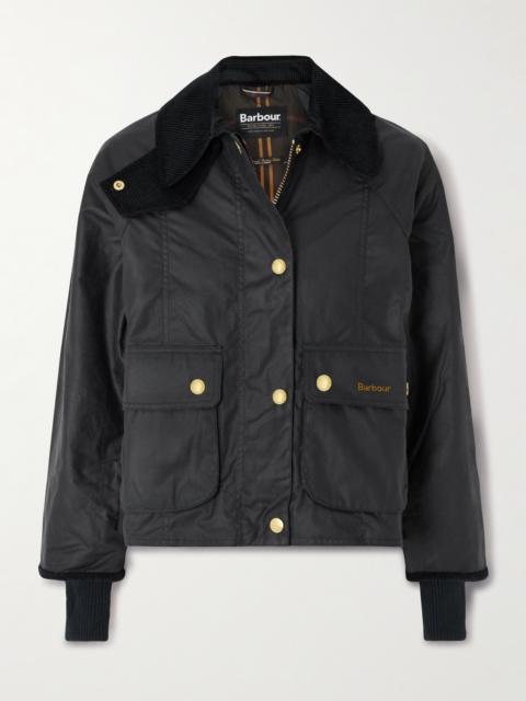 Cropped Corduroy-trimmed Waxed Cotton Jacket