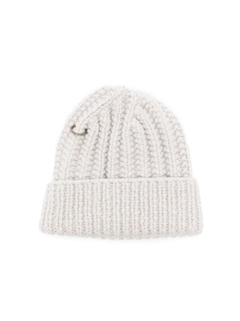 ring-detail ribbed beanie