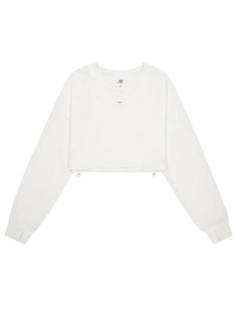 (WMNS) New Balance Crewneck Short With Long Sleeve 'Ivory' NDE24272-IV