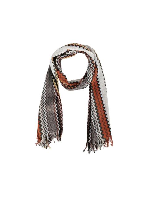 zigzag-pattern fringed cotton scarf