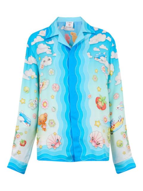 kawaii motif silk shirt