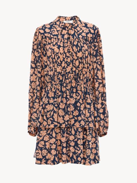 GATHERED MINI DRESS IN CRÊPE DE CHINE