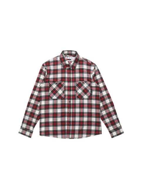 Men's Off-White SS21 Plaid Back Arrow Red Shirt OMGA133R21FAB0022500