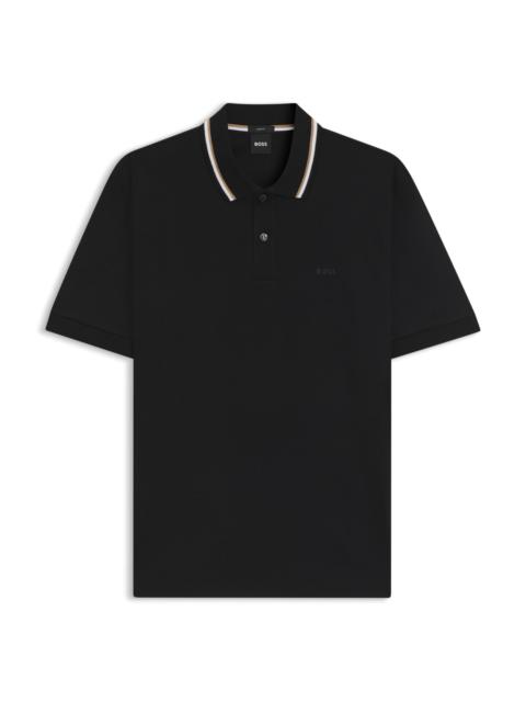 SLIM-FIT POLO SHIRT IN COTTON WITH STRIPED COLLAR