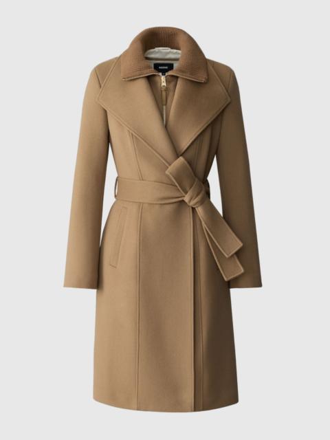 NORITA-Z 2-in-1 double face wool coat with sash