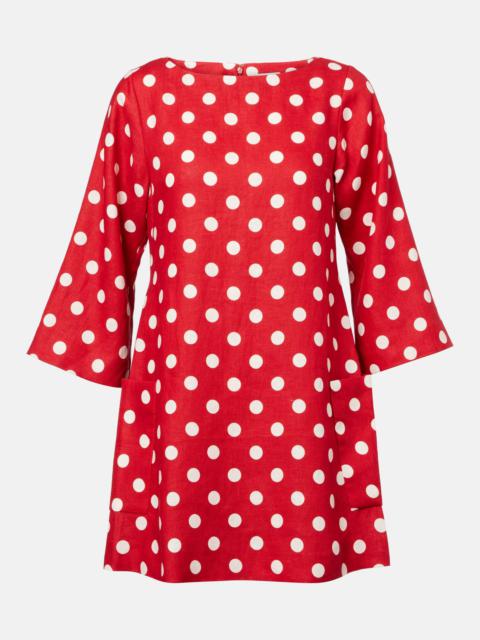Nina polka-dot linen minidress