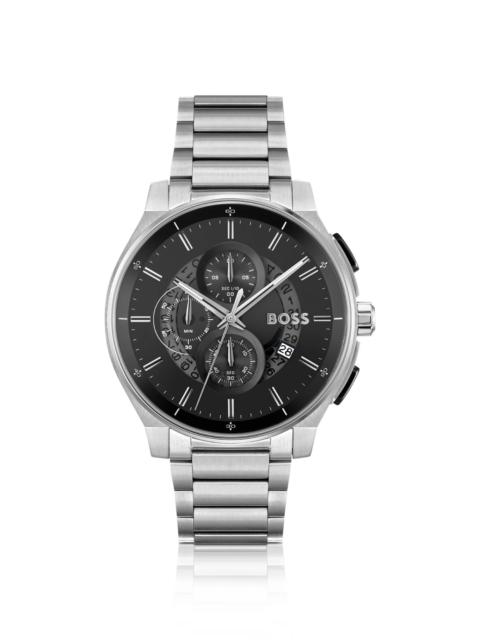 STAINLESS-STEEL CHRONOGRAPH WATCH WITH TRANSPARENT DIAL