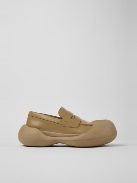 Beige Leather Loafers