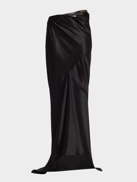 Asymmetric Satin Maxi Skirt With Train