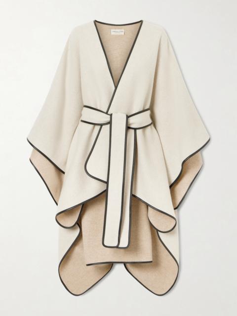 Belted Leather-trimmed Wool And Cashmere-blend Cape