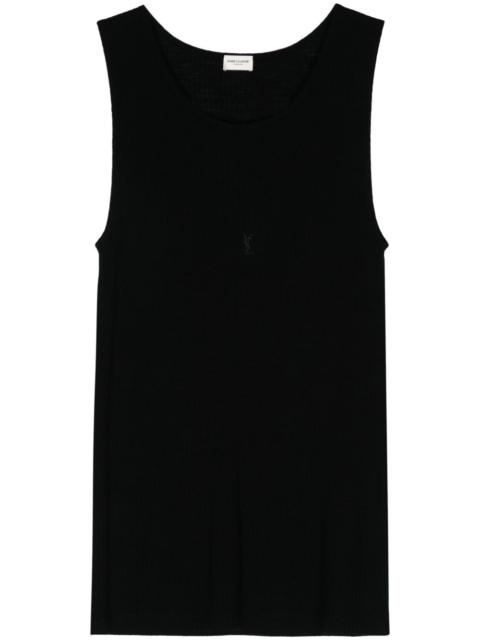 logo-embroidered wool tank top