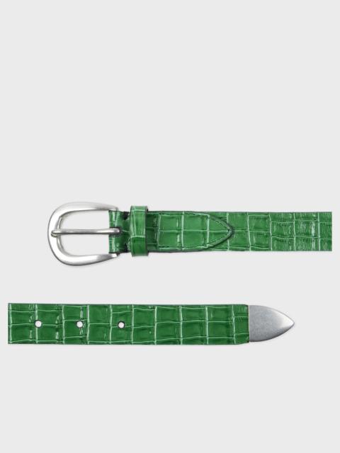 Green Croc-Emboss Leather Belt